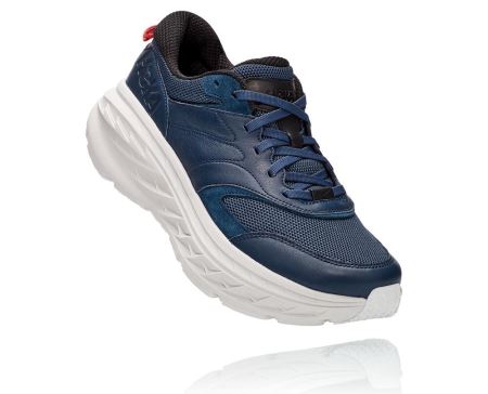 Hoka Bondi Leather Road - Tenis Caminhada Mulher Moonlit Ocean / Nimbus Cloud | PT-NigtP1h